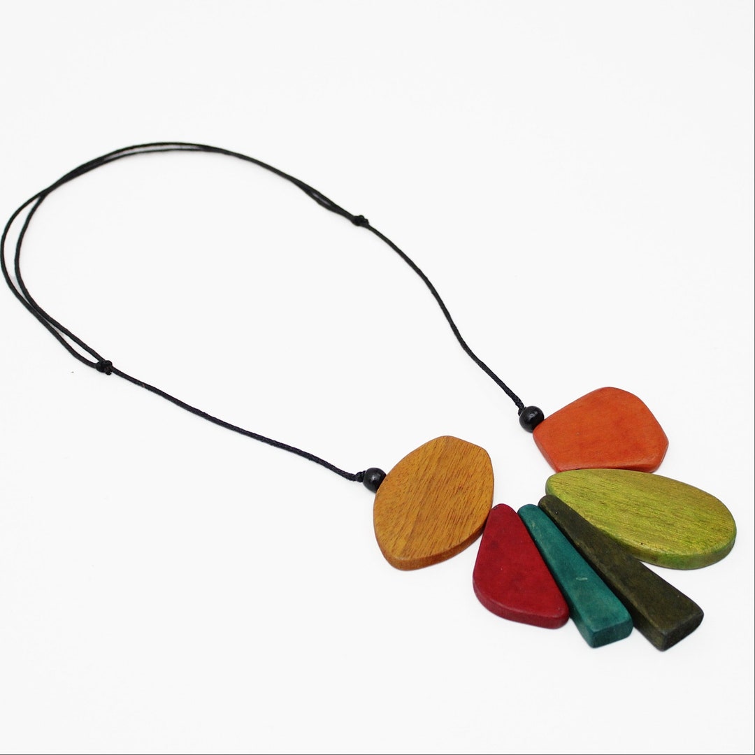 Multicolor - Bella - Modern Art Handpainted Wooden Necklace main image 0