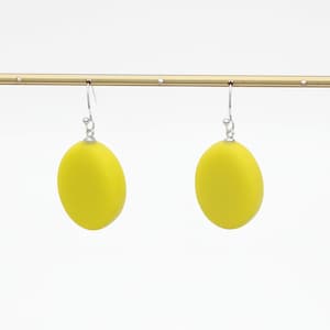 Yellow Oval Earrings, Lightweight Statement Dangles, Modern Resin Earrings, Colorful Minimalist Jewelry for Women, bright earrings
