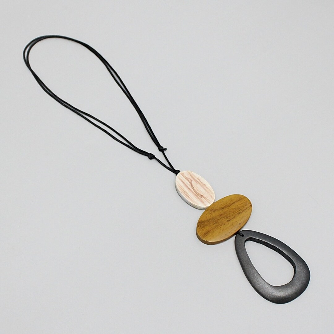 Grey Wooden Pendant Necklace Statement Necklace Funky Etsy