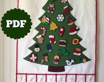 Filz Weihnachtsbaum Adventskalender Muster (PDF)