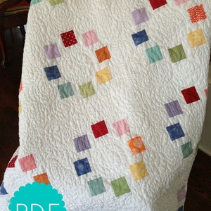 QUILT PATTERN -- sewing pattern -- digital download -- handmade patchwork quilt -- throw blanket -- rainbow colorful home decor -- 58&quot; x 72&quot;