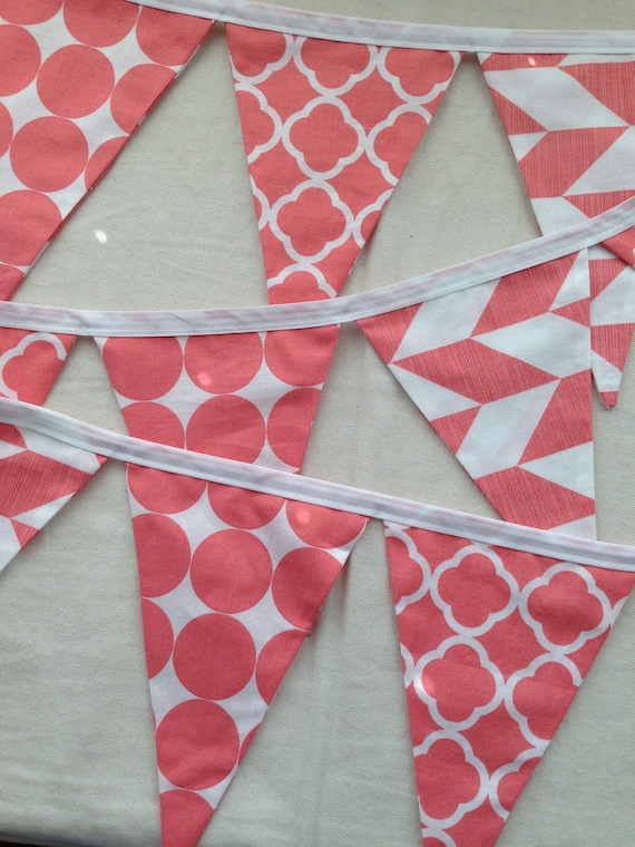 CLOSEOUT BABY SHOWER decor fabric bunting banner pink nursery pennant garland