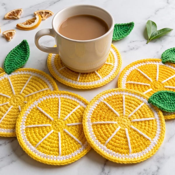Patrón PDF para posavasos de taza de limón a crochet /