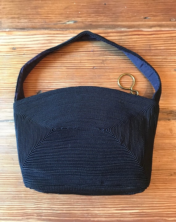 Black 40's Corde' purse,handbag,evening bag,retic… - image 2