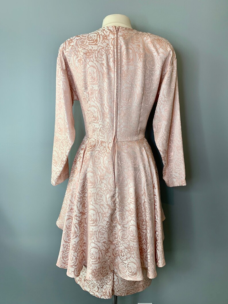 80s peplum pink roses dress-Sz 10 28W image 5
