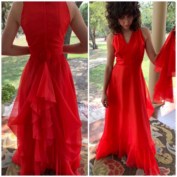 Fabulous red formal prom, bridesmaid dress w/capelet-27"W