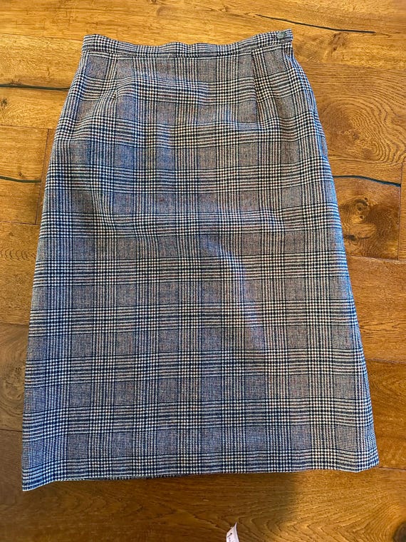 Pendleton lined navy blue houndstooth plaid penci… - image 3