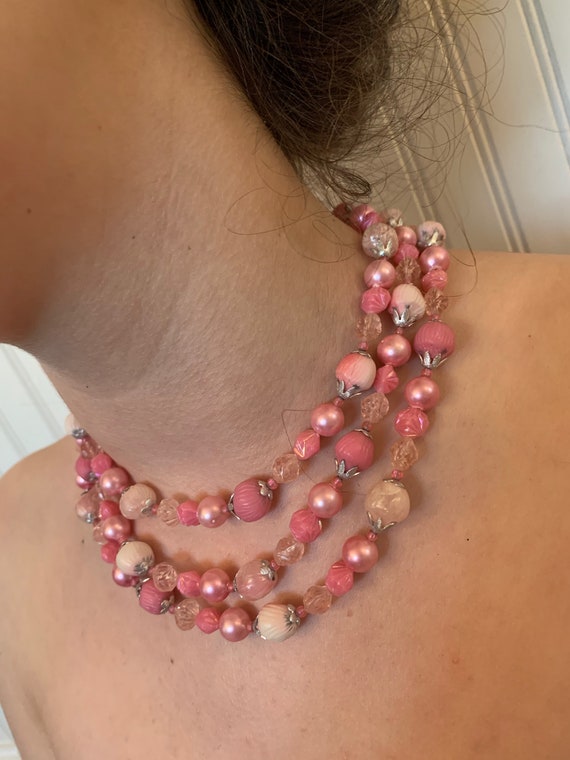 Vintage plastic cheap bead necklace