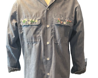 Vintage 50s Big Yank Chambray With 70s Embroidery and Patchwork - Etsy