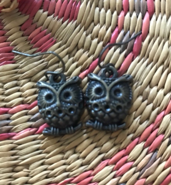 Lot of 3 pr bundle pierced stud and dangle owl ea… - image 2