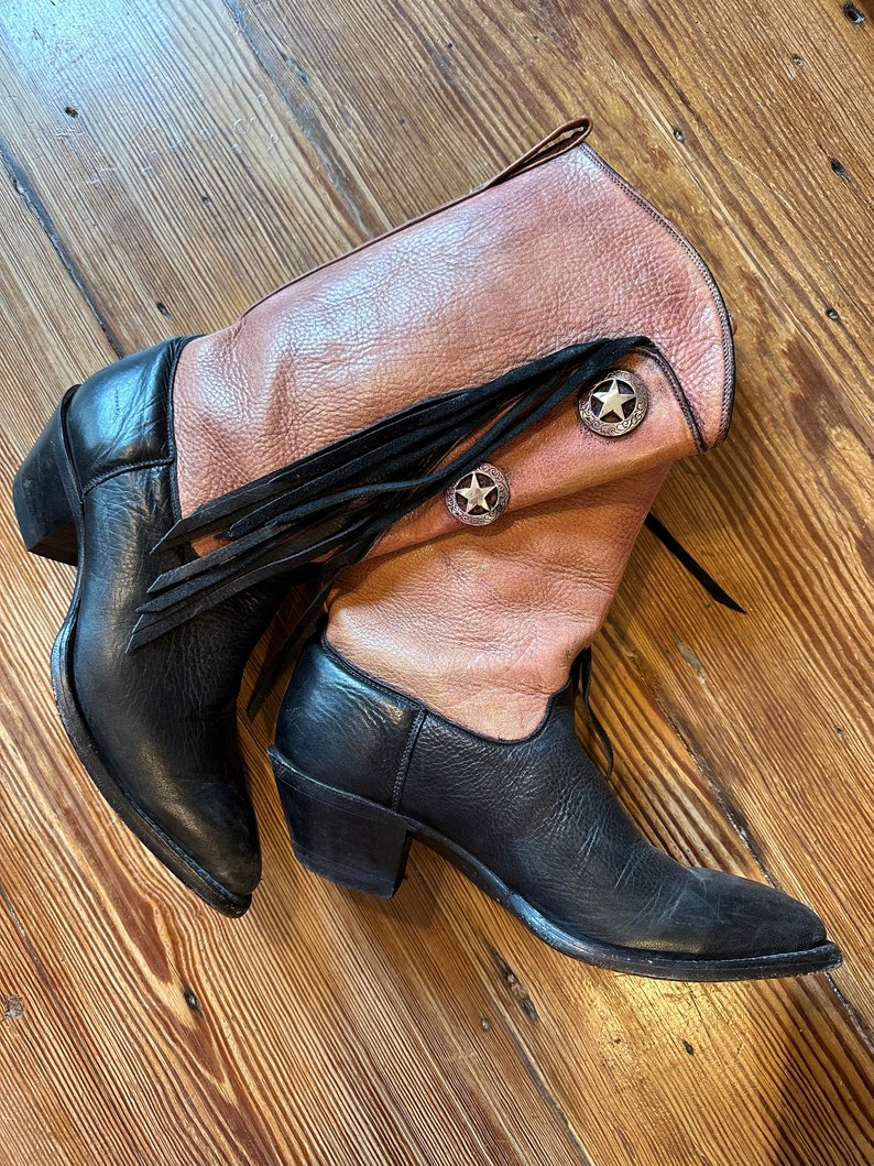 Vintage Tony Lama Cowgirl Boots, Fringe & Star Conchos, Women's 6.5M - Etsy