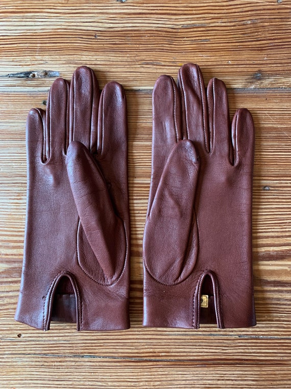 Vintage NOS Spanish brown kid leather gloves Sz 6… - image 3