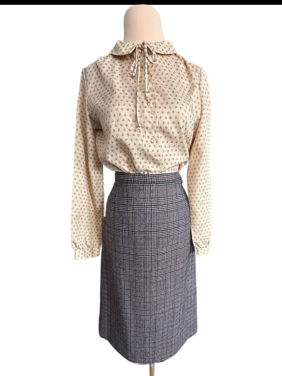 Pendleton lined navy blue houndstooth plaid penci… - image 2