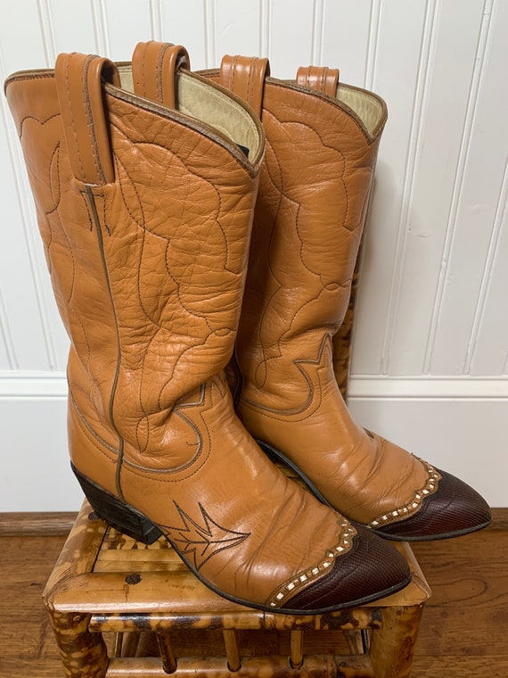 1960s Tony Lama brown rockabilly cowboy boots 5.5