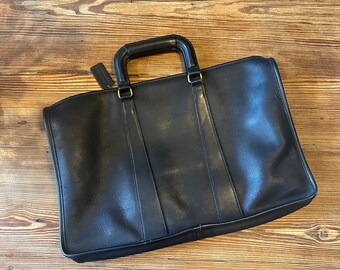 オールドコーチ Vintage COACH Leather Briefcase Vintage COACH Messenger Bag Book Bag Briefcase Laptop Black