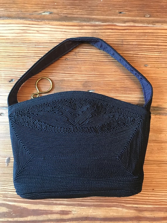 Black 40's Corde' purse,handbag,evening bag,reticu