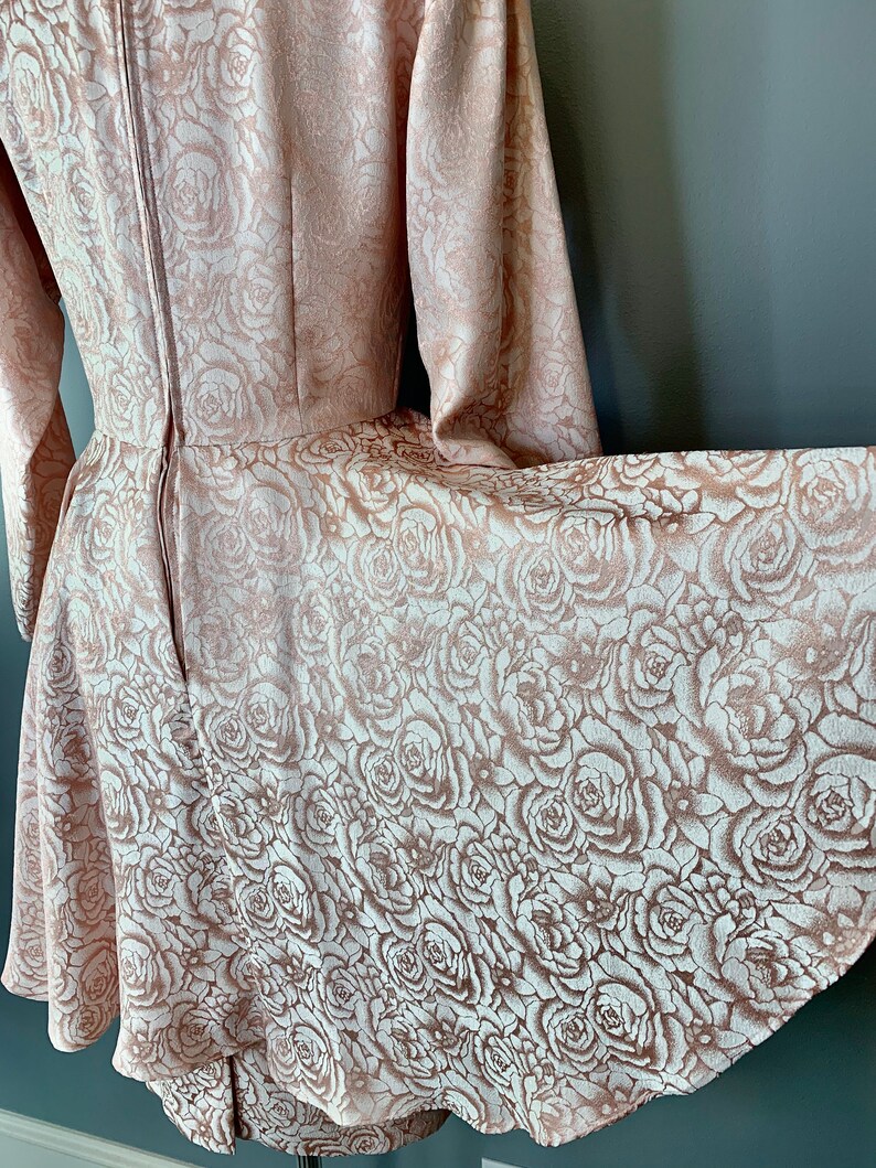 80s peplum pink roses dress-Sz 10 28W image 4