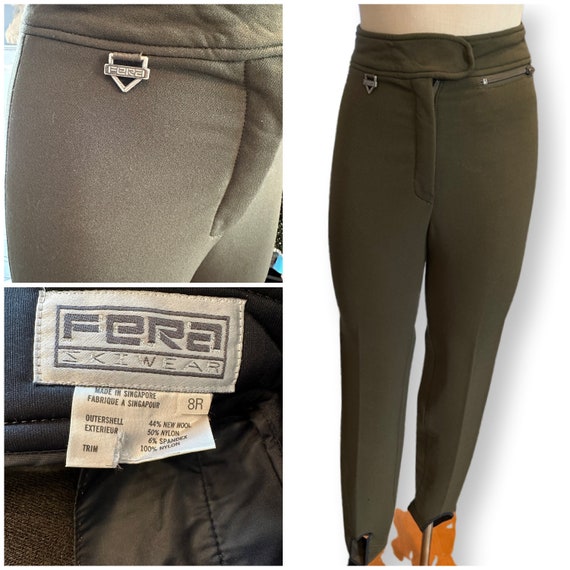 Army green 1980s Fera snow ski pants, stirrup pants, … - Gem