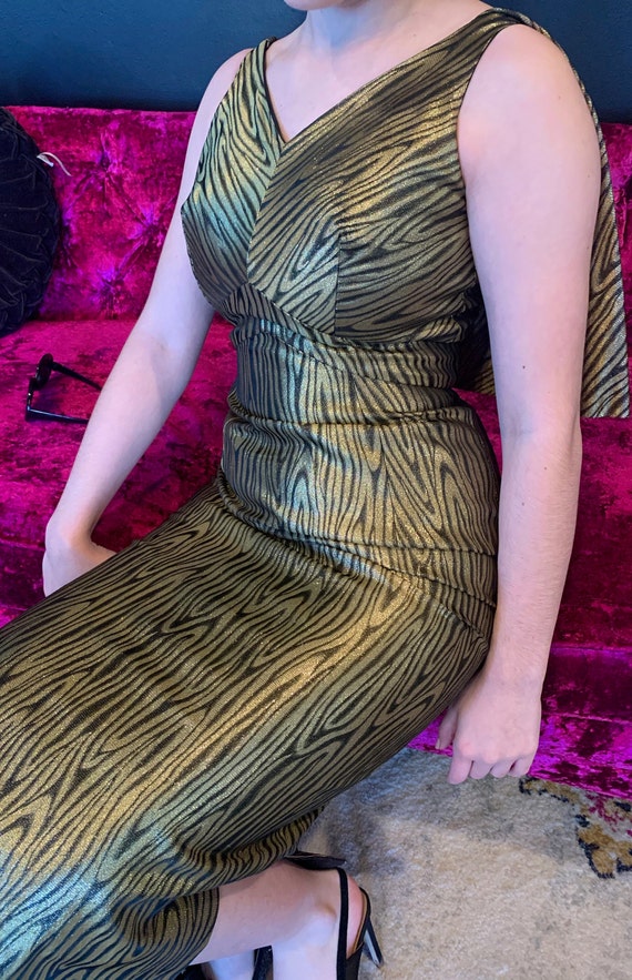 Fabulous gold lame space age evening gown-XS