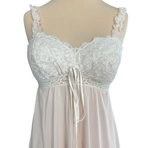 Baby pink Olga lace and nylon negligee,long nightgown-34" Bust