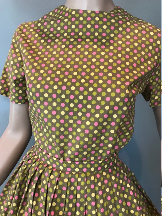 Polka dotted cotton Lady Manhattan 50s skirt and … - image 3