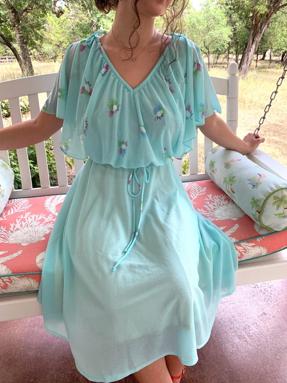 Vintage 70's flutter sleeve dress-Small-Med
