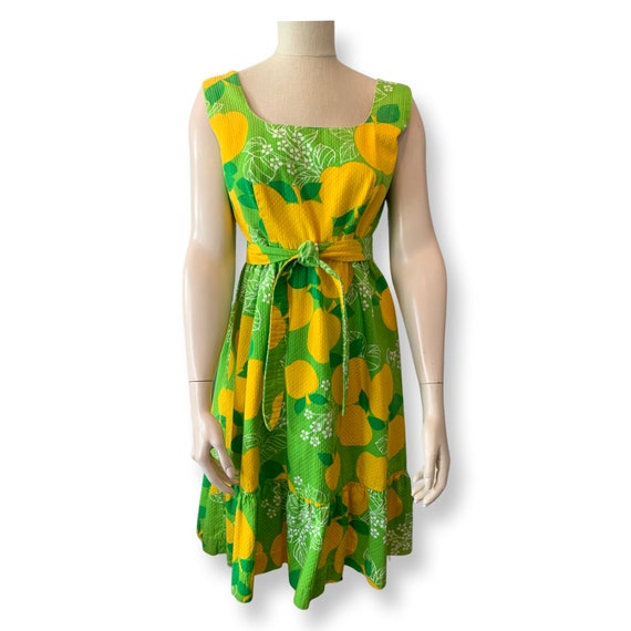 Malia of Honolulu green lemon print waffle pique'… - image 2