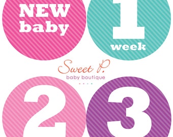 Baby girl Newborn stickers bodysuit stickers baby first week stickers