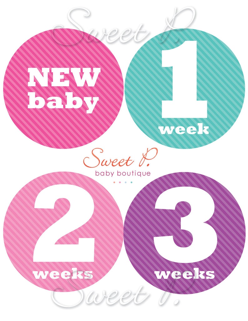Baby girl Newborn stickers bodysuit stickers baby first week stickers image 1