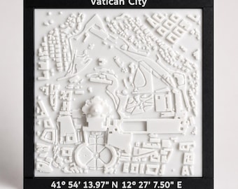 3D Printed Iconic Location Map - Framed Landmark Artwork