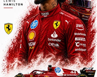 Lewis Hamilton Ferrari Era Poster | 12x18 Formula 1 Wall Art