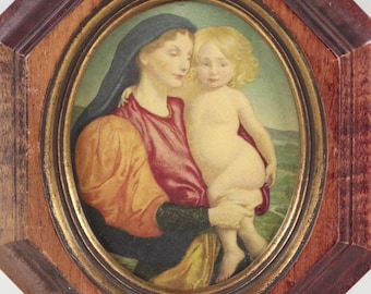 Vintage Mother and Child Print After George de Forest Brush, Framed