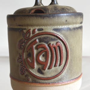 Tarro de mermelada de cerámica Tremar vintage, gres de Cornualles de la década de 1970, utensilios de cocina rústicos.