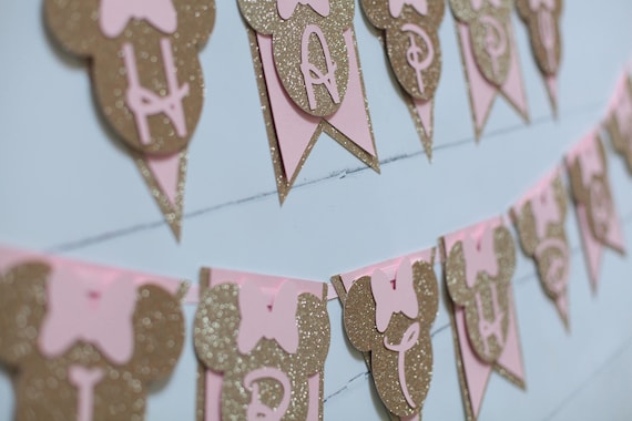 Minnie Mouse Pink And Gold Birthday Banner Happy 1st Etsy