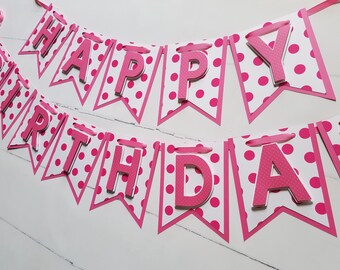 Pink Birthday Banner first Birthday Party Decorations Princess GIRLY Happy Birthday Banner 1st Cake smash photo prop ONE valentine day