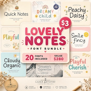 Notes Font Bundle, Handwritten Script Cricut Fonts (Commercial Use)
