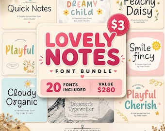 Lettertypebundel Notes, Cricut-lettertypen met handgeschreven script (commercieel gebruik)