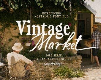 Vintage Market-lettertypeduo: schreef en schrift voor branding (commercieel gebruik)