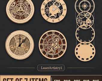 Steampunk Gear wandklok lasergesneden bestanden | SVG-bundel mechanische klok (digitale download)