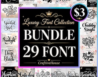Luxe scriptlettertypebundel commercieel gebruik, kalligrafielettertypen voor Cricut canvas bruiloftlogo, 29 lettertypen