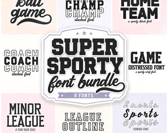 Bundel sportlettertypen, Varsity Jersey Baseball-lettertypen, Cricut Canva Procreate, Lettertypen voor commercieel gebruik