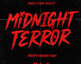 Horror Font Commercial Use, Scary Brush Typeface, Thriller Movie Poster Font for Canva