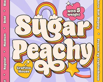 Retro bubbellettertype, Y2K-displaylettertype, Groovy Cute-lettertype, Zachte letters, OTF voor commercieel gebruik