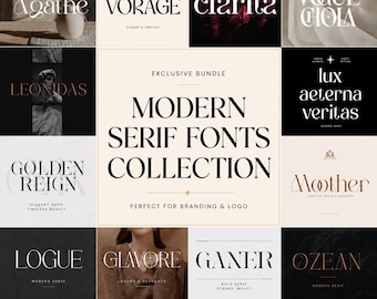 Bundel moderne serif-lettertypen commercieel gebruik, luxe lettertype voor logo-branding Canva Cricut, 8 lettertypen