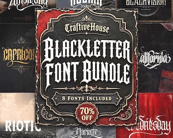 Blackletter-lettertypebundel, gotische vintage lettertypen voor de Cricut canvas, tattoo-logolettertype, commercieel gebruik