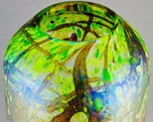 Vintage Richard Satava Iridescent Art Glass Landscape Vase - Dated 1984