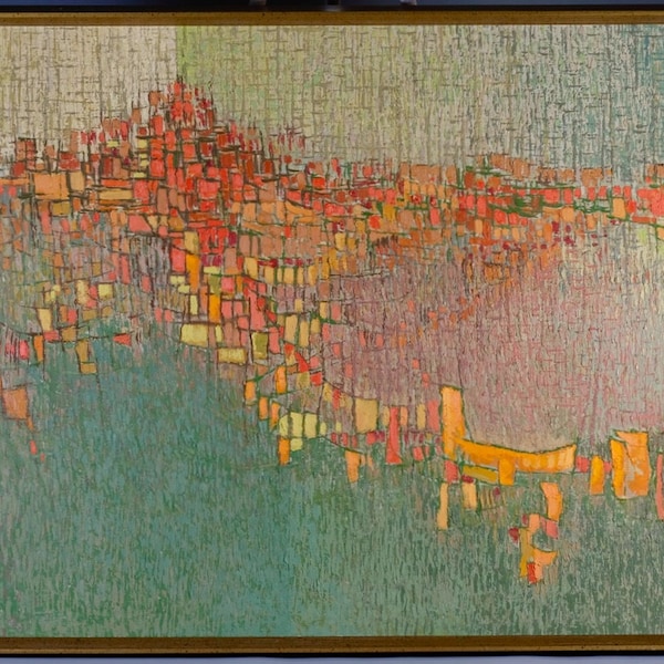 Large MCM Danish Modern Modernist Original Oil on Board Painting - Signed & Dated 1962