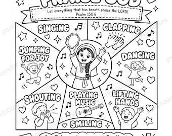 Ways to Praise God Coloring Page | Psalm 150:6 Bible Activity | Kids Sunday School Printable
