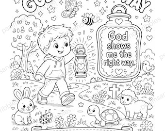 Psalm 119:105 God Lights My Way | Bible Verse Coloring Page | Kids Scripture Printable