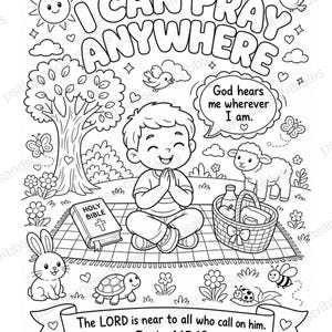 Psalm 145:18 I Can Pray Anywhere Kids Coloring Page | Bible Verse Printable | Prayer Activity for Sunday School